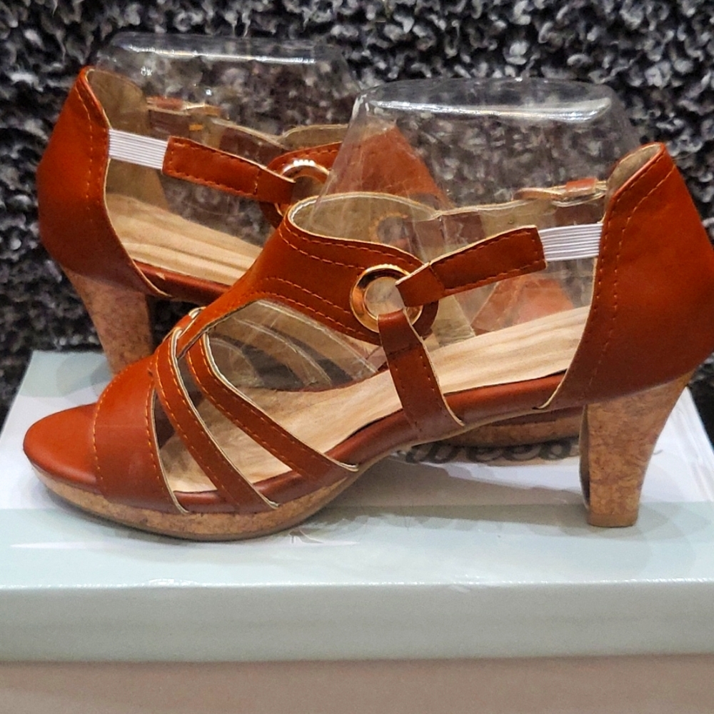 Brown sandal heels